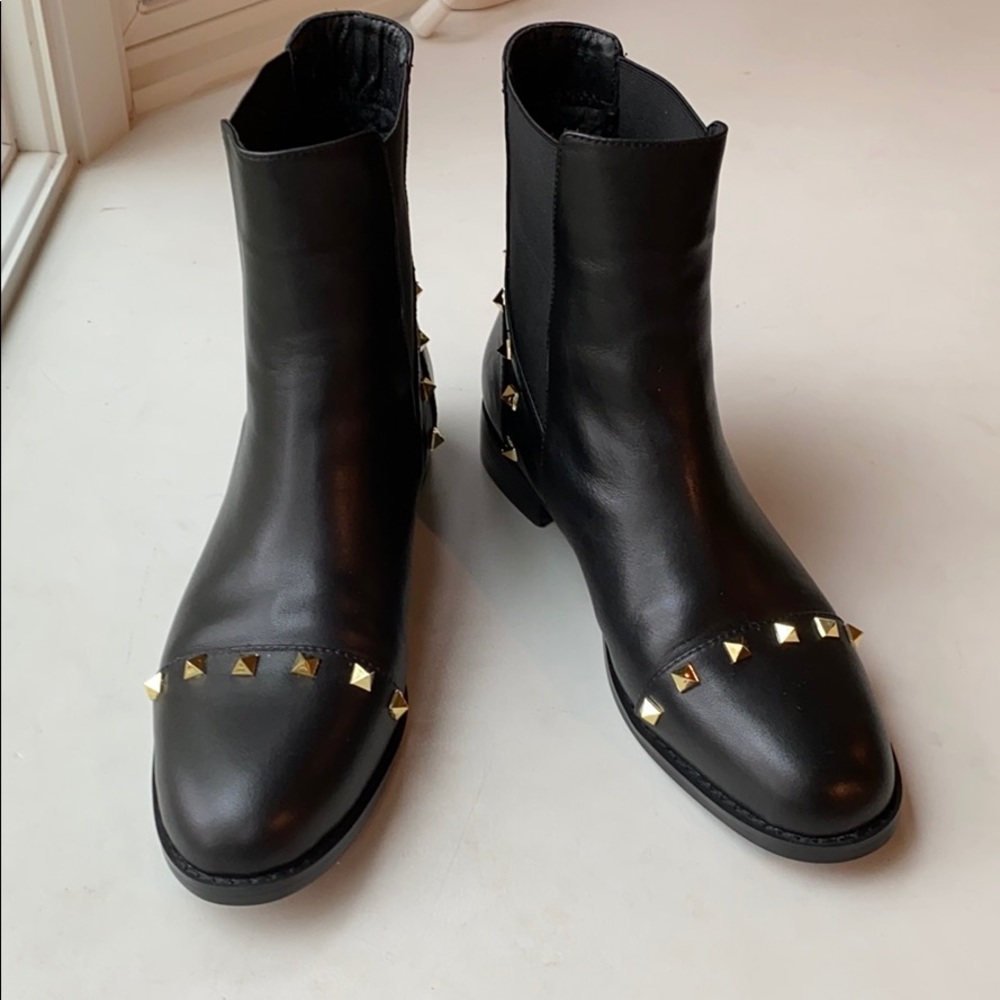 Studded leather booties